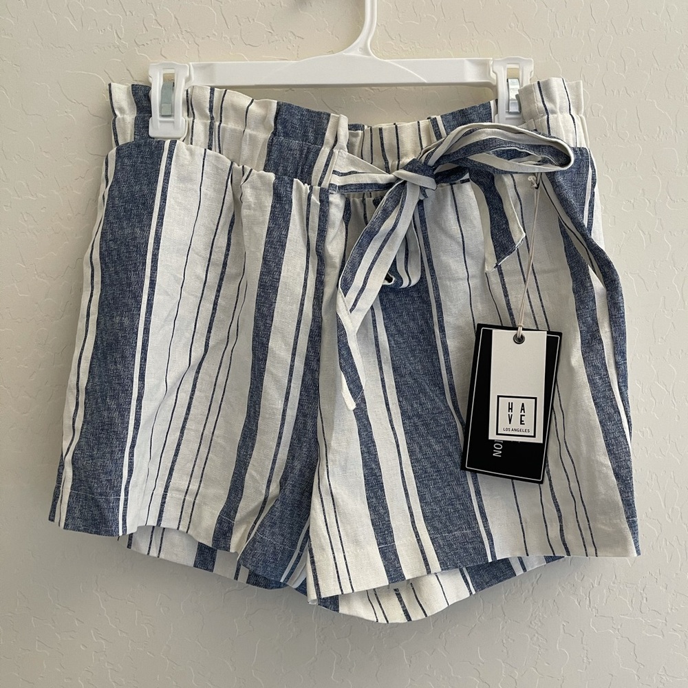 Large Blue & White Striped Summer Shorts